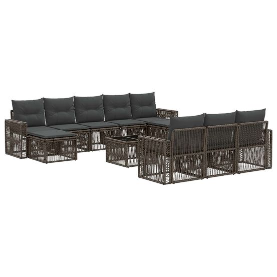 Ensemble de canapé de jardin 11 pc gris et gris foncé polyrotin