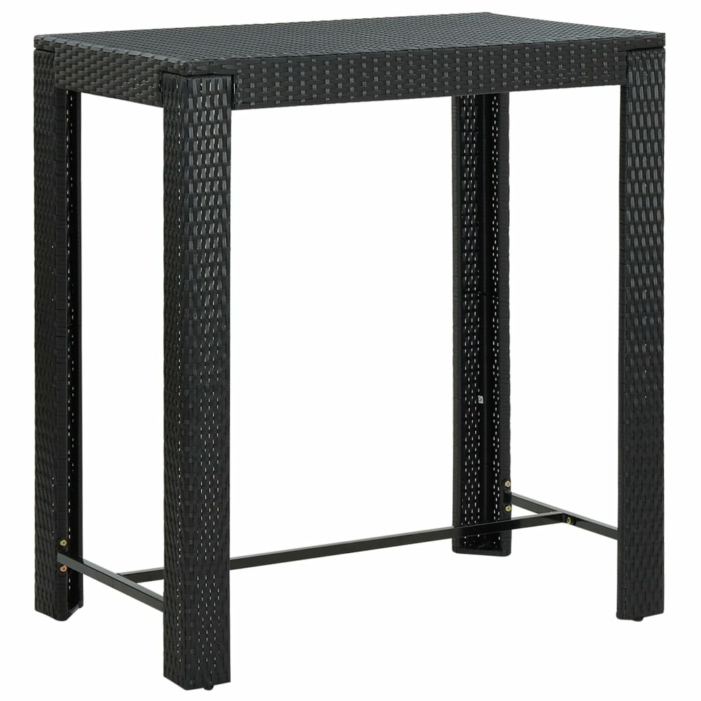 Table de bar de jardin noir 100x60,5x110,5 cm résine tressée