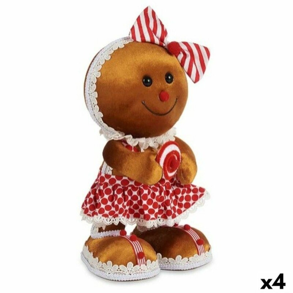 Figurine décorative biscuit lien marron rouge polystyrène 19 x 33 x 15 cm (4 unités)