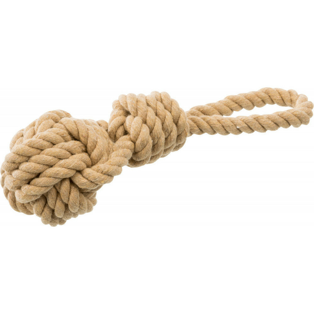 Corde de jeu avec balle tressée diametre 7 long 20 cm pour chiens