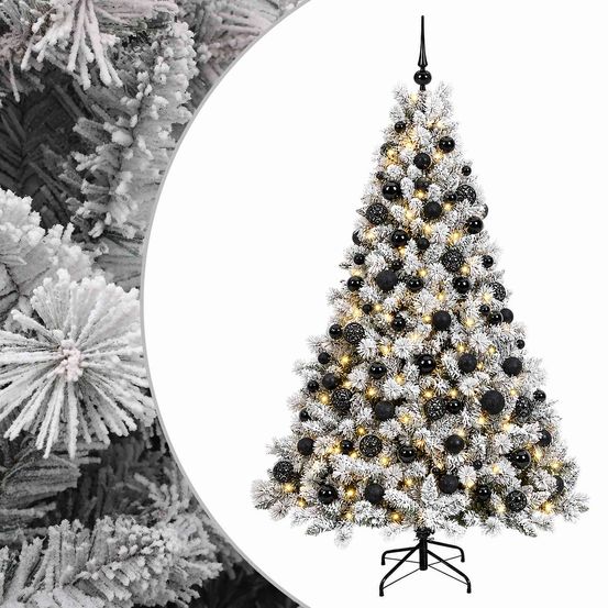 Arbre de noël artificiel avec boule 180 cm 300 led blanc chaud