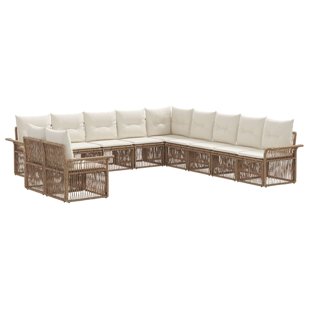 Ensemble de canapé de jardin 11 pcs beige polyrotin