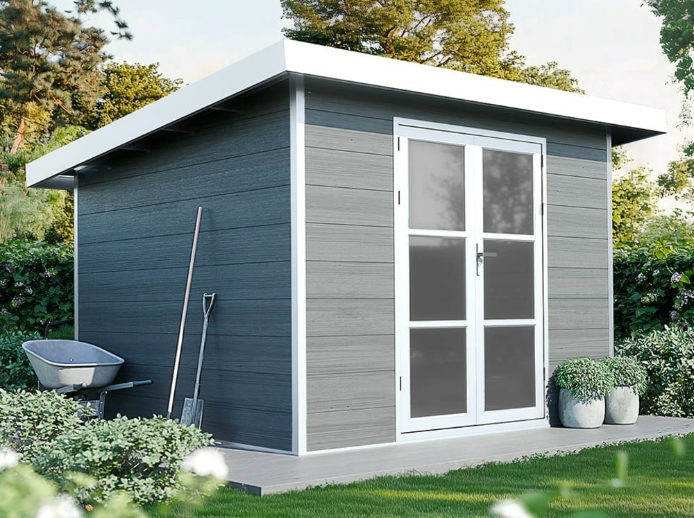 Abri de jardin composite alma - 9m2 gris clair - cabane de jardin