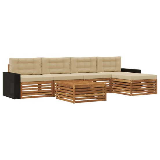 Ensemble de canapés d'extérieur 6 pc naturel et beige polyester