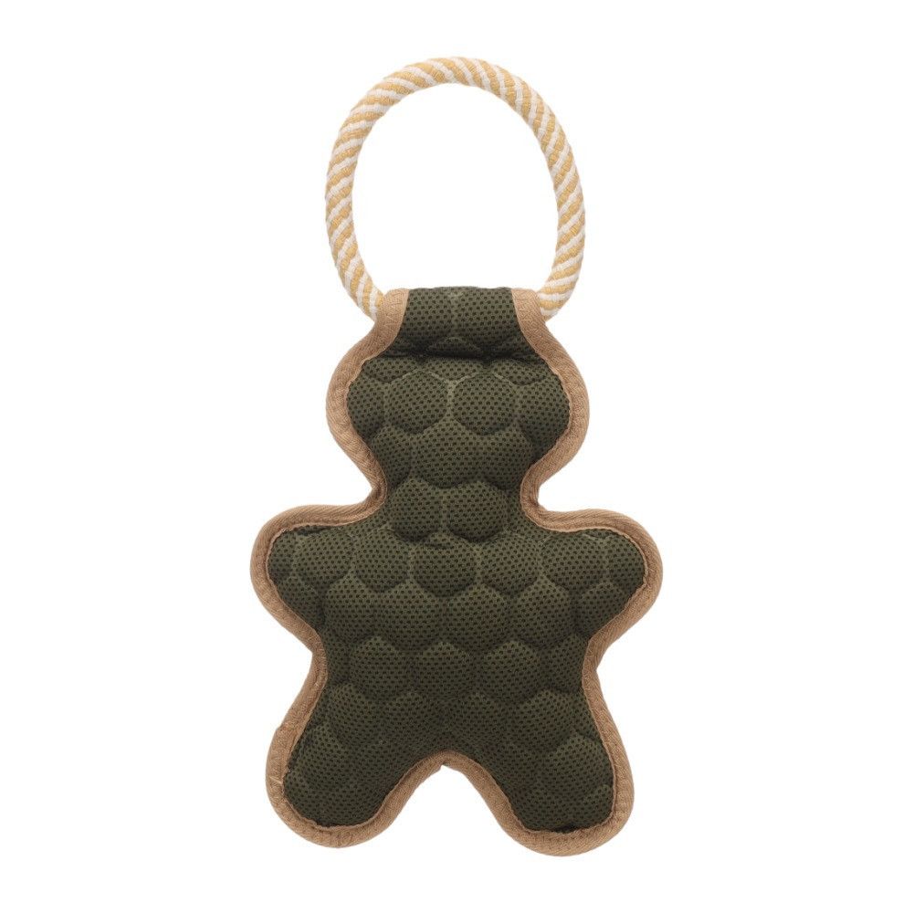 Jouet mesci petit bonhomme avec corde pour chien, textile vert, 33 cm - fla