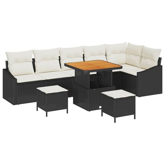 Ensemble de canapé de jardin 9 pc 7-nombre de places noir
