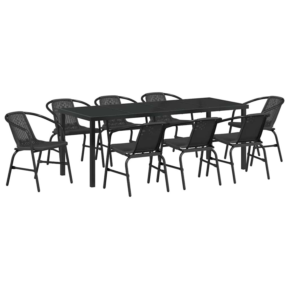 Ensemble de salle à manger pour jardin 9 pcs noir