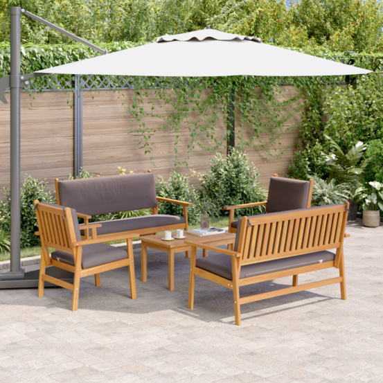 Ensemble de canapé de jardin 5 pièces avec coussins en bois d acacia massif