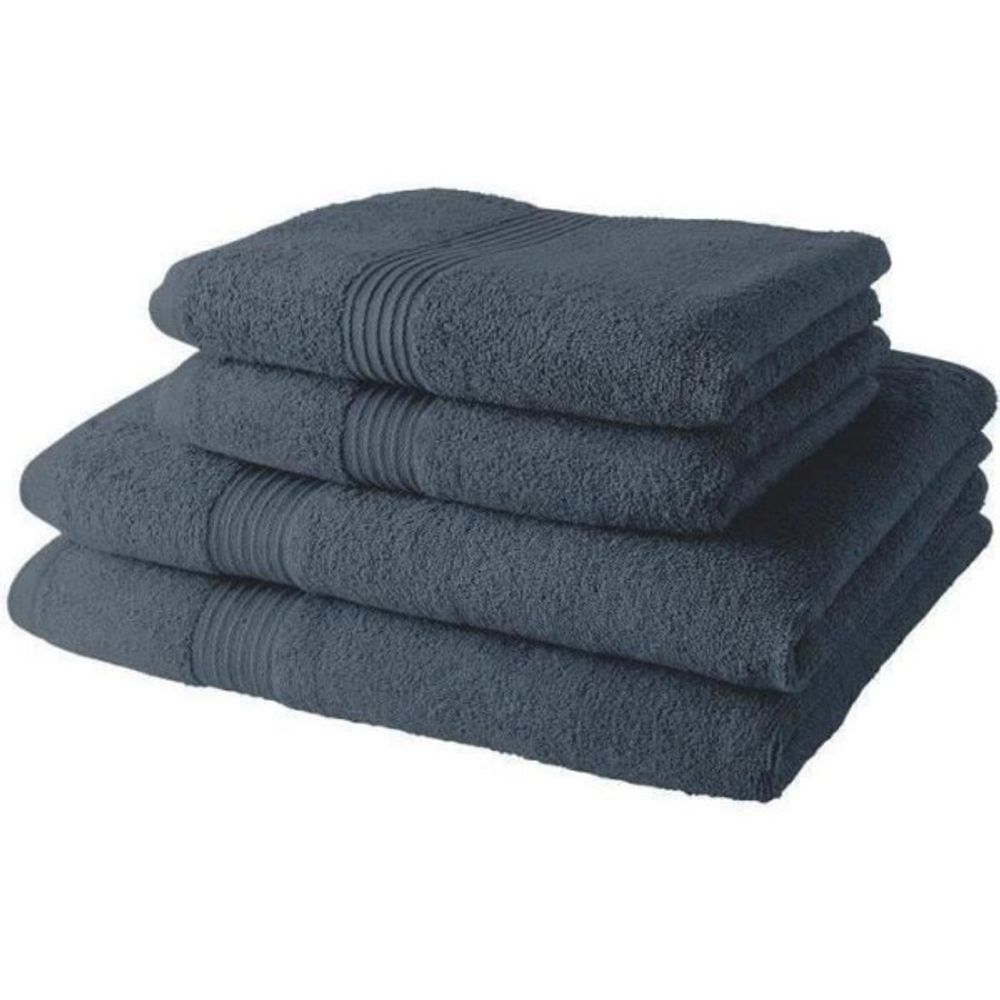 2 serviettes de bain 50x90 + 2 draps de bain 70x130 cm 100% coton - denim
