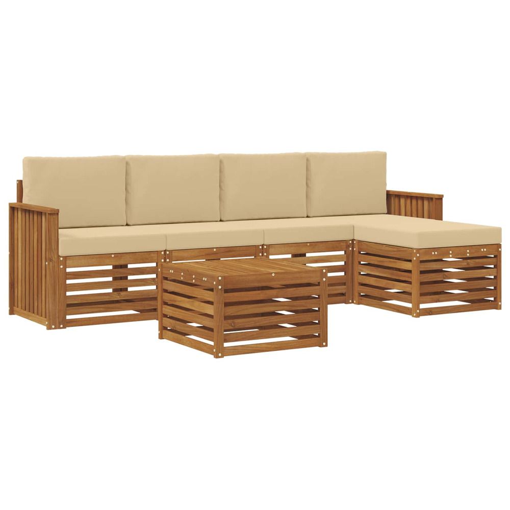 Ensemble de canapés d'extérieur 6 pc naturel et beige