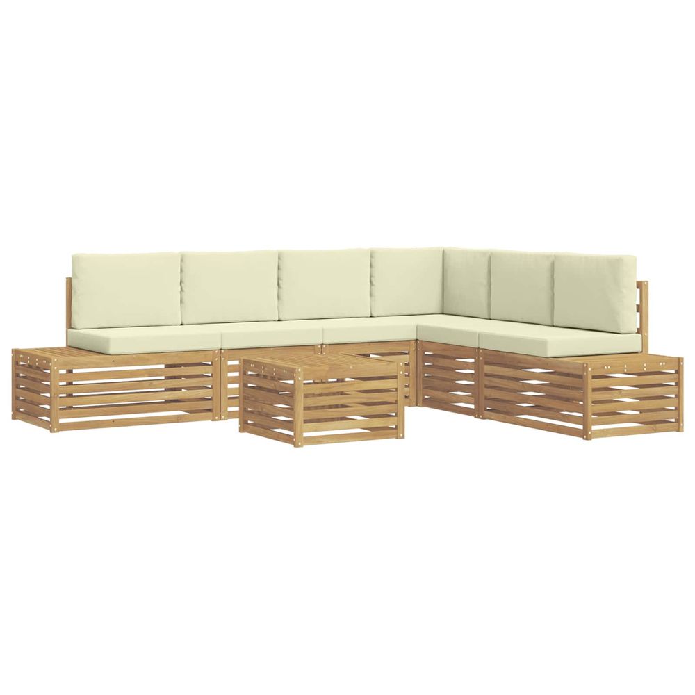 7 pc ensemble de canapés d'extérieur polyester blanc et crème