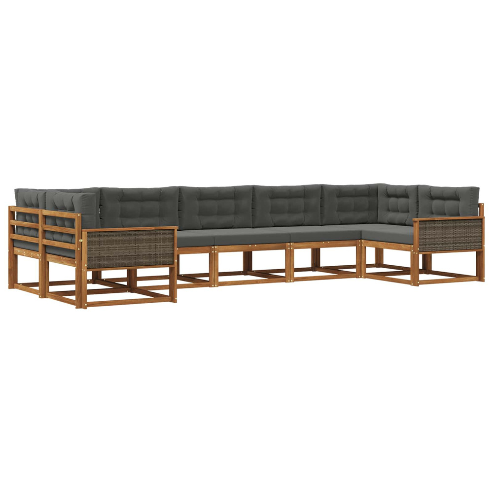 Ensemble de canapés d'extérieur 7 pcs naturel et anthracite