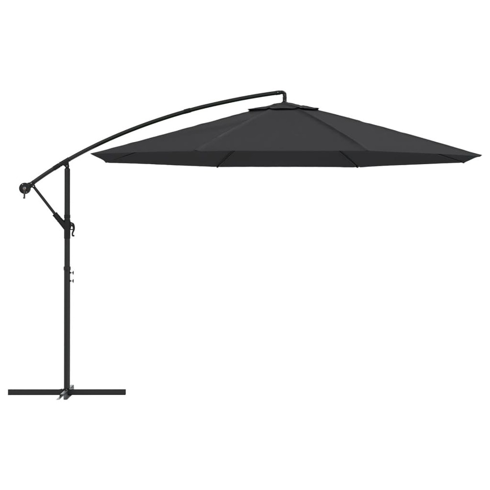 Parasol déporté avec mât en aluminium 350 cm noir