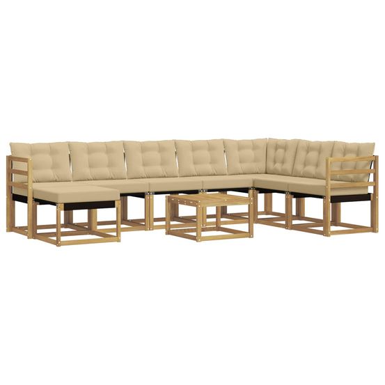 Ensemble de canapés d'extérieur 9 pc blanc et beige