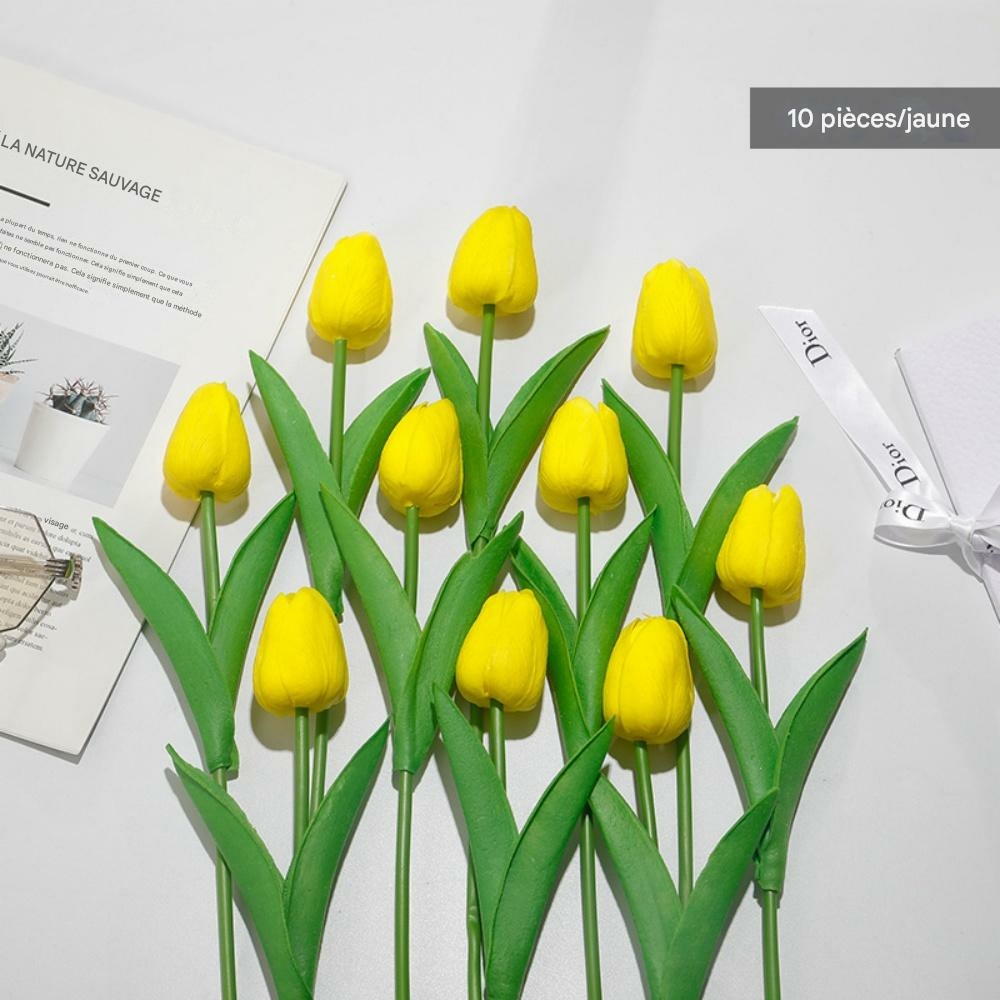 Bouquet de 10 tulipes artificielles jaune dtopbuyage