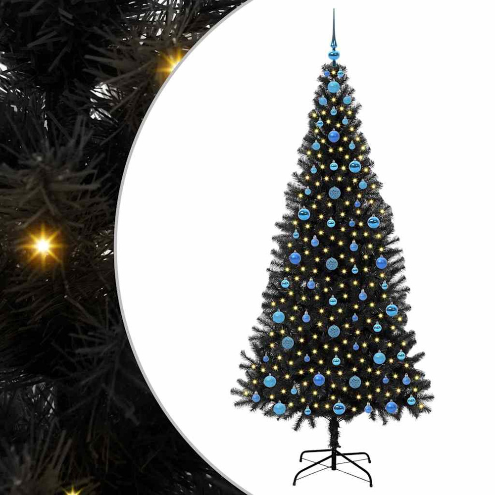 Sapin de noël avec 300 led avec support noir 210 cm pvc