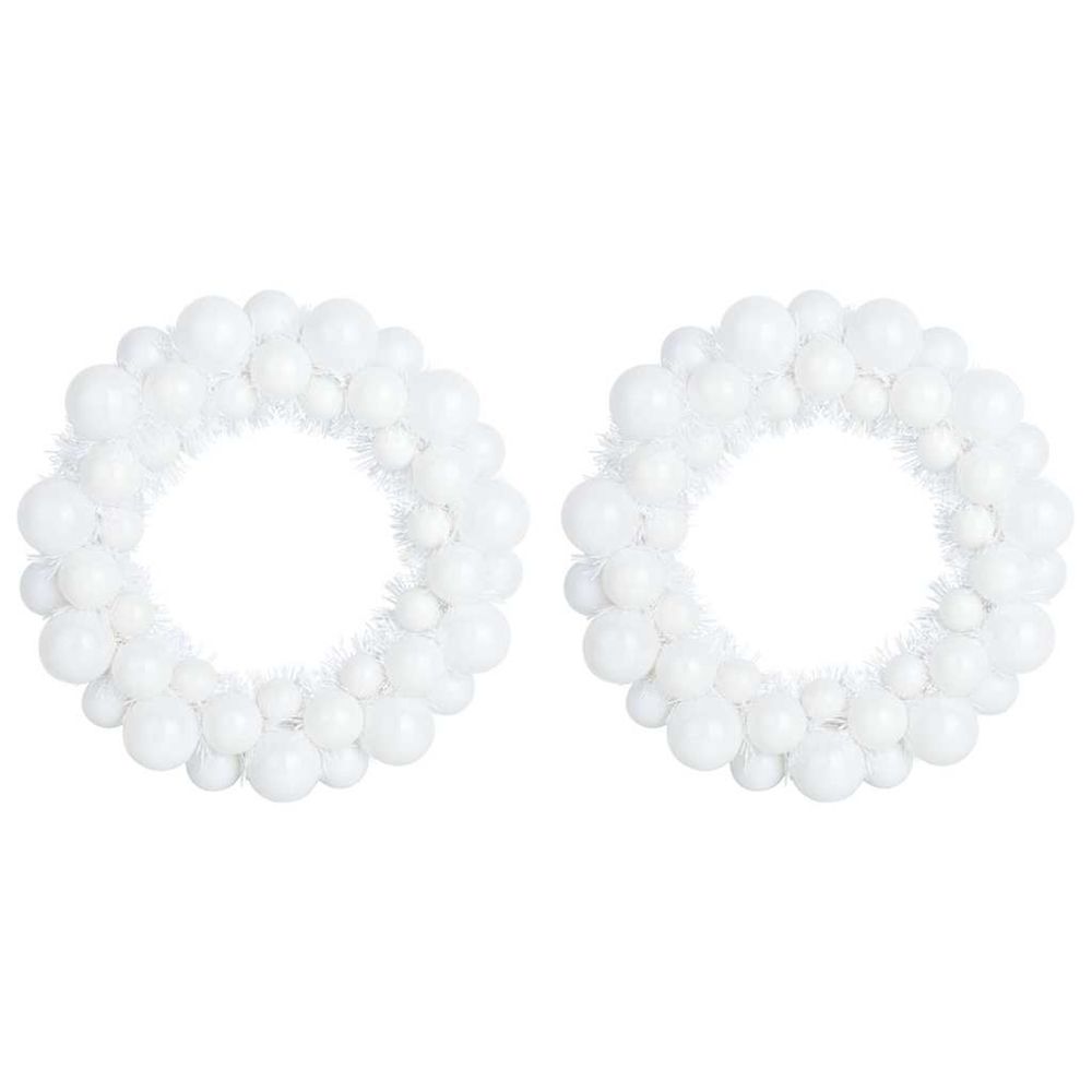 Couronnes de boules de noël 2 pc blanc 33 x 33 x 7 cm