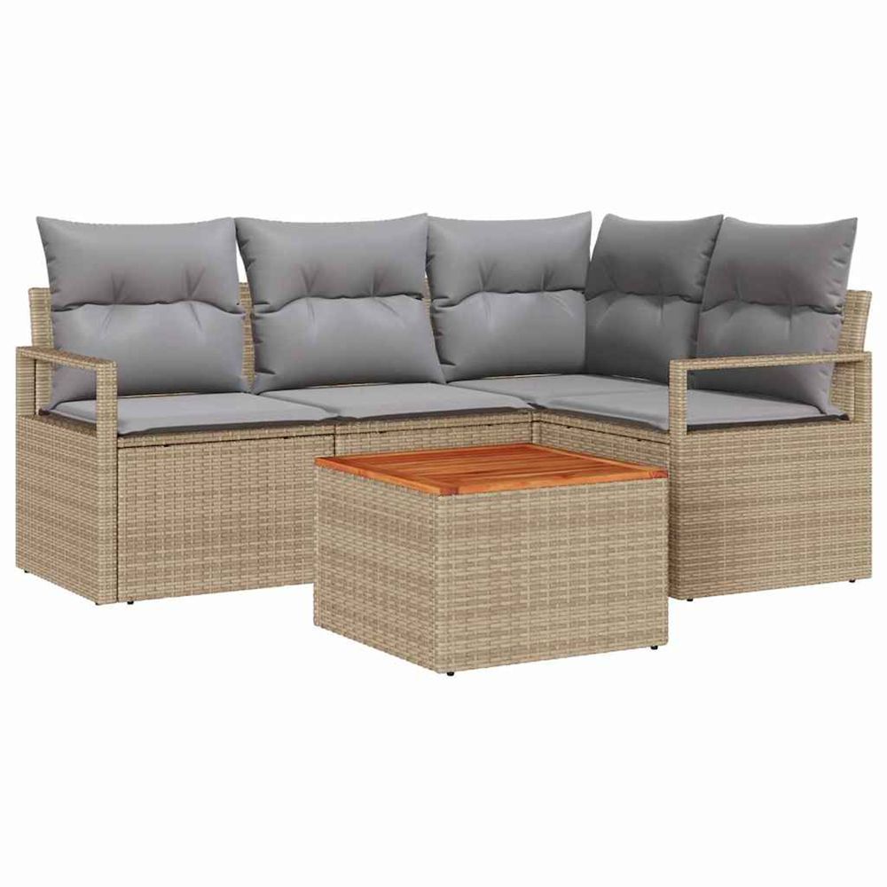 Ensemble de canapé de jardin 5 pc beige polyrotin