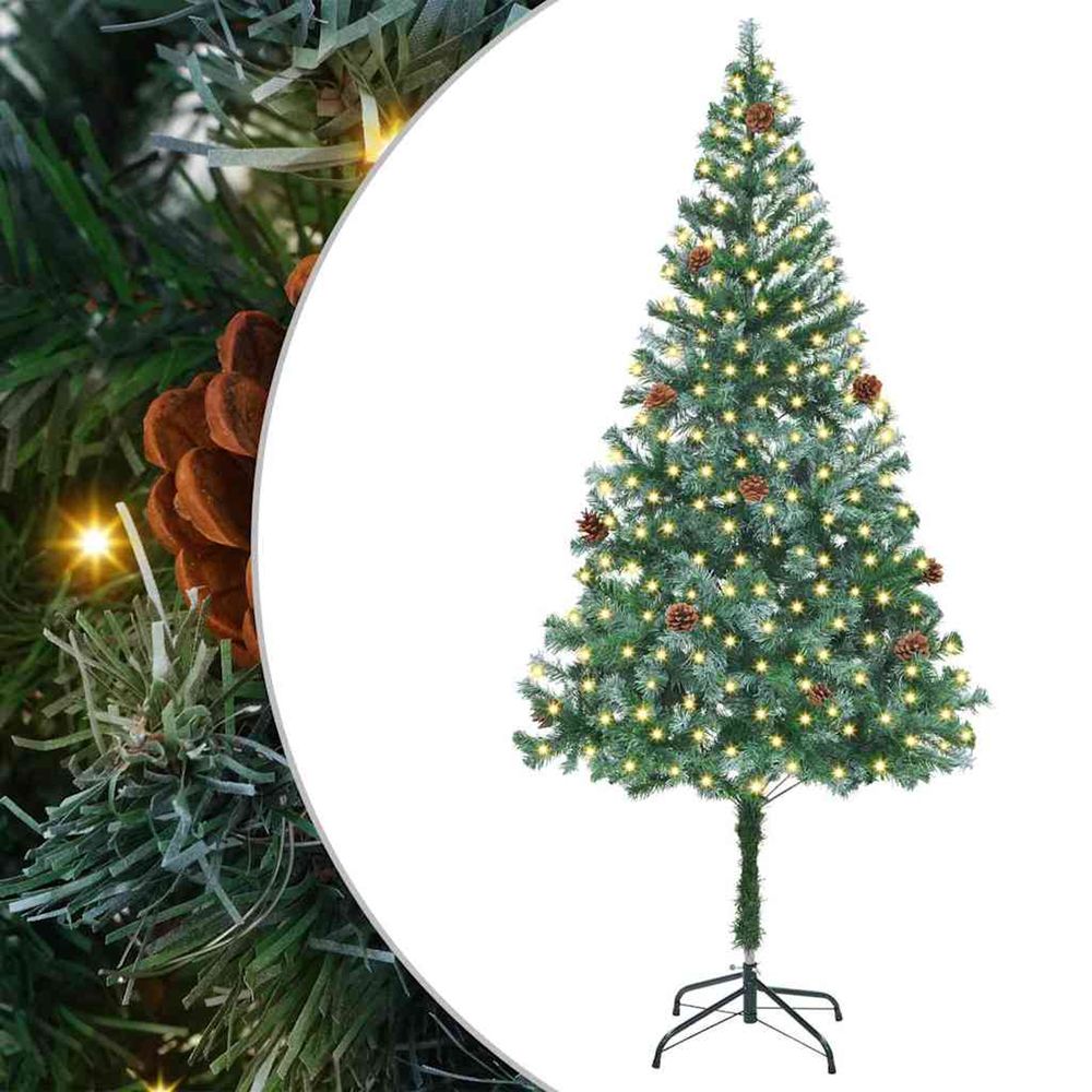 Sapin de noël artificiel avec 300 led vert 180 cm pvc et acier