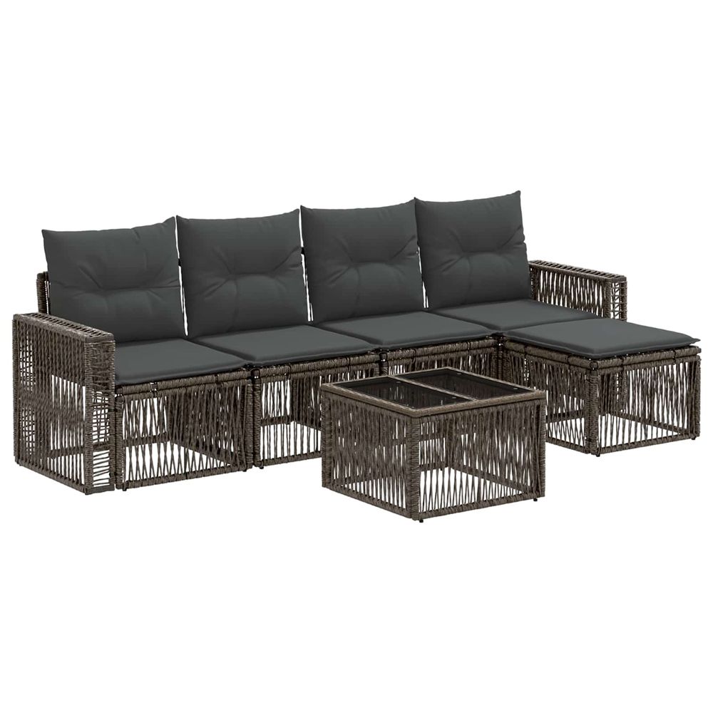 Ensemble de canapé de jardin 6 pc gris et gris foncé polyrotin