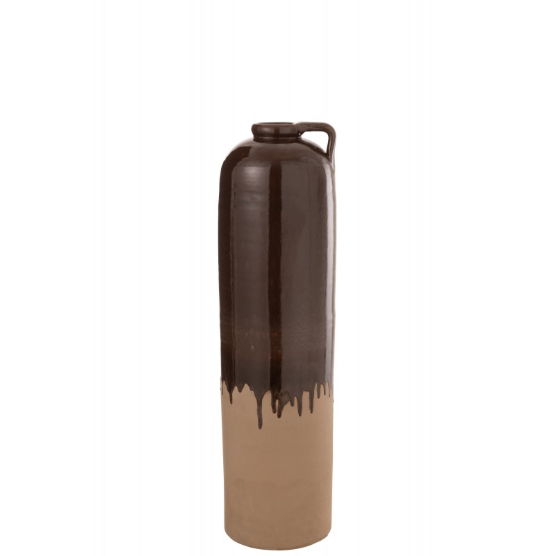 Vase avec anse en céramique marron 17x17x68 cm