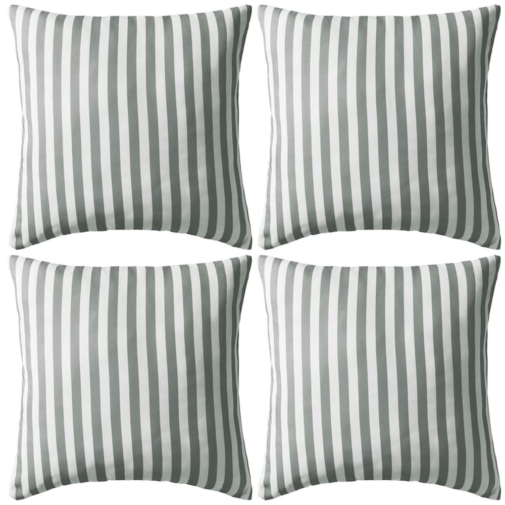 Oreiller d'extérieur lot de 4 impression rayure 45 x 45 cm gris