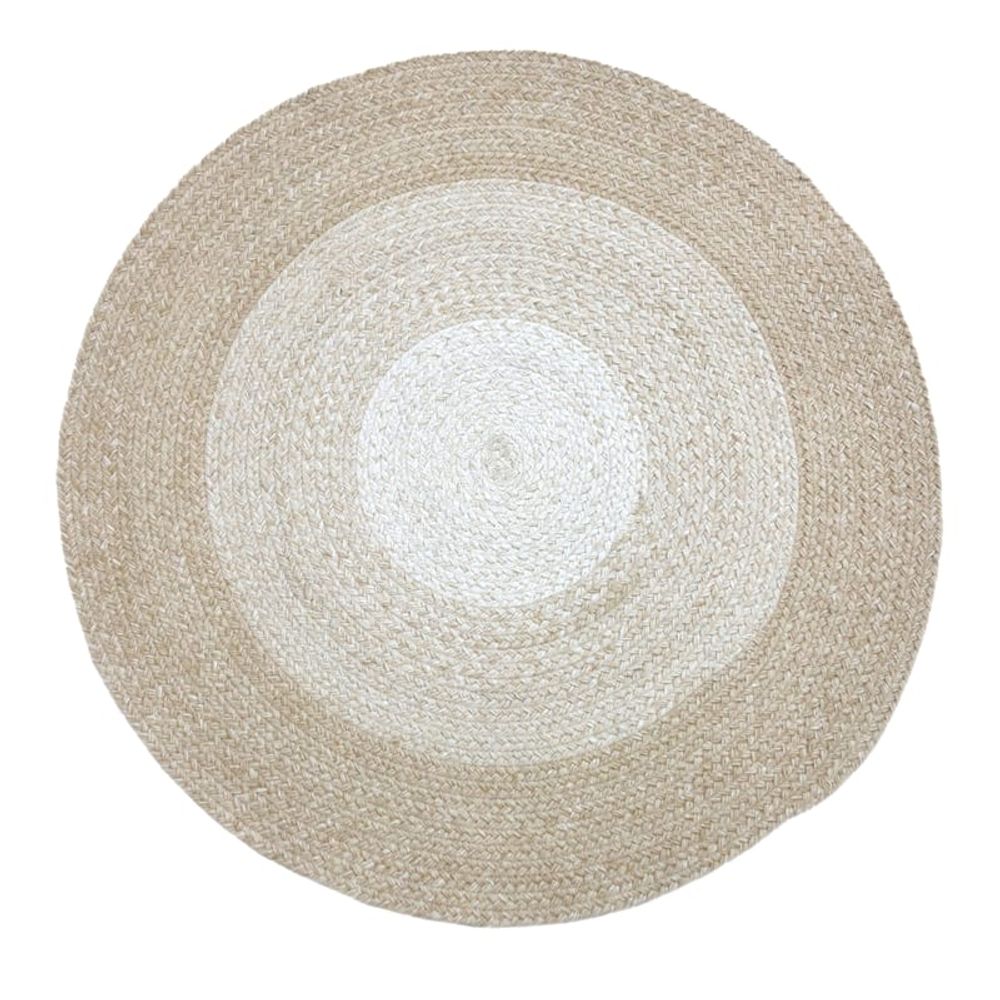 Tapis extérieur corfu rond 180x180 beige-blanc