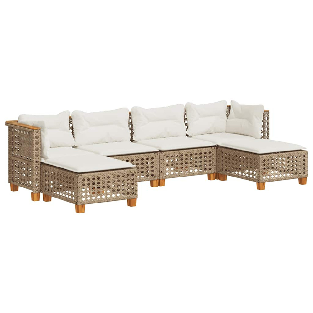 Salon de jardin avec coussins 6 pcs beige résine tressée