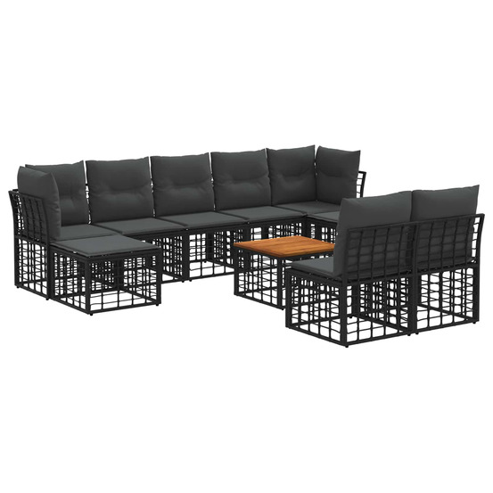 Ensemble de canapés d'extérieur 10 pcs noir et gris foncé