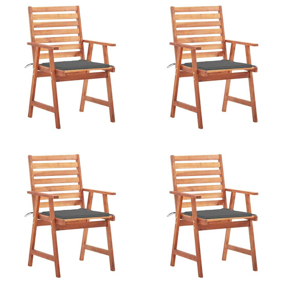Chaises à manger d'extérieur lot de 4 et coussins acacia massif