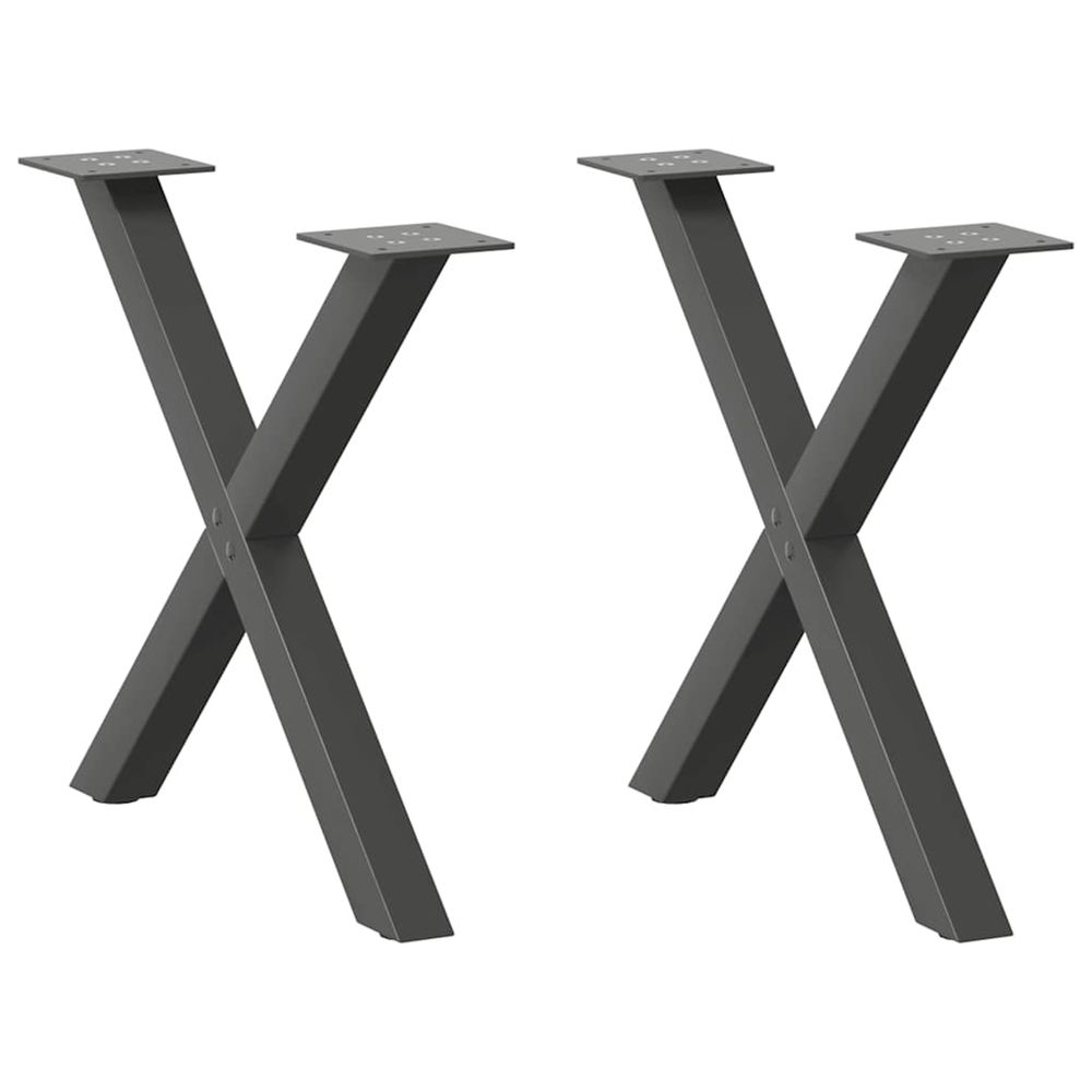 Pieds de table basse en forme de x, 2 pièces, anthracite, 50 x (42-43) cm, acier
