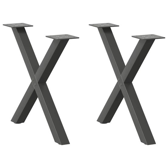Pieds de table basse en forme de x, 2 pièces, anthracite, 50 x (42-43) cm, acier
