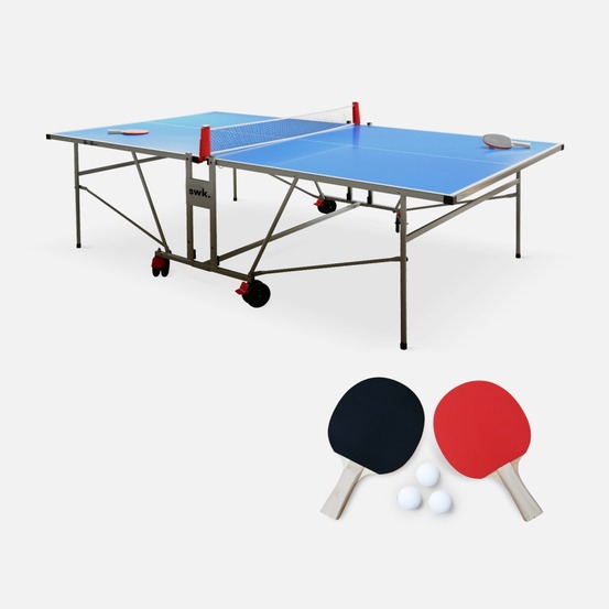 Table de ping pong outdoor, avec 2 raquettes et 3 balles, pour utilisation extérieure, sport tennis de table
