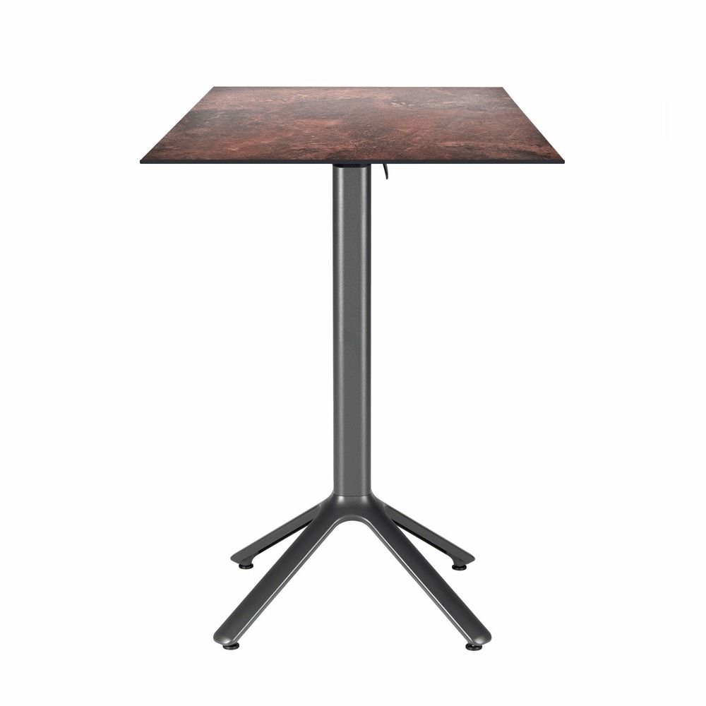 Restootab - table haute pliable nemo pour intérieur/extérieur rouille 60x60