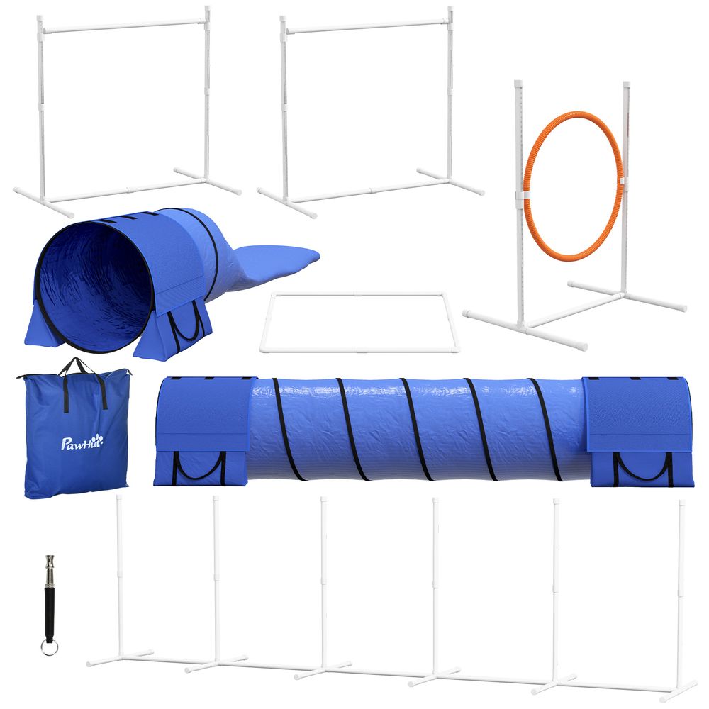 Parcours agilité chien plastique 7 pièces bleu rouge blanc réglable extérieur - comfortxl outdoor living