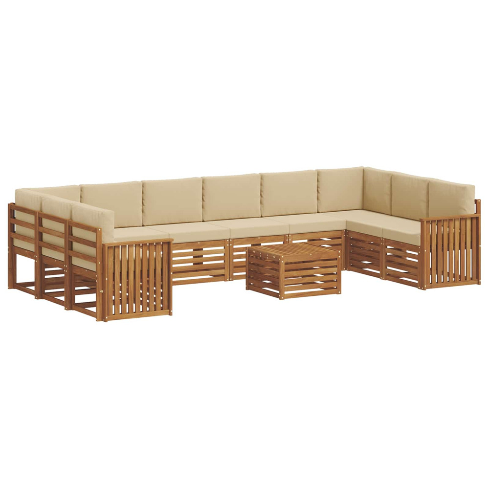 Ensemble de canapé d'angle avec coussin 11 pcs naturel et beige