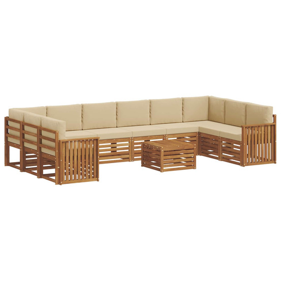 Ensemble de canapé d'angle avec coussin 11 pcs naturel et beige
