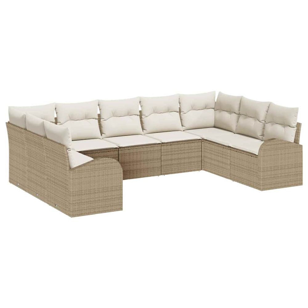 Ensemble de canapés 9 pc beige [synthétique]: poly rattan