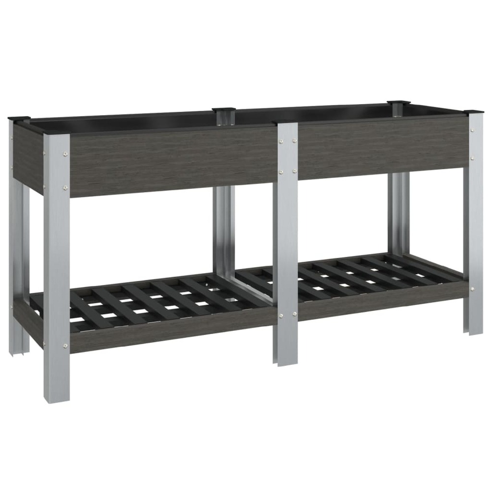 Lit surélevé de jardin avec étagère gris 175x50x75 cm wpc