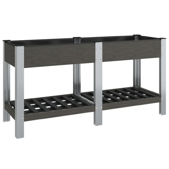Lit surélevé de jardin avec étagère gris 175x50x75 cm wpc