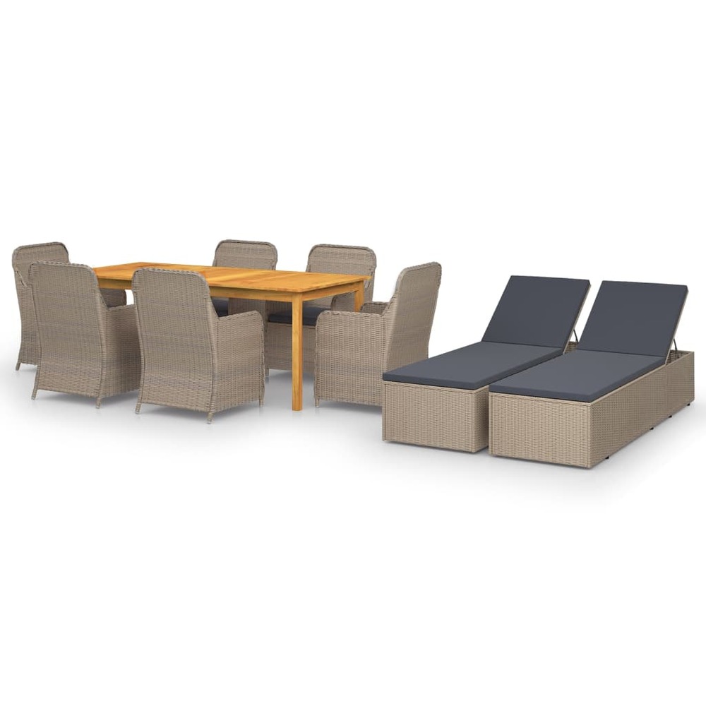 Ensemble à manger de jardin 9 pcs marron