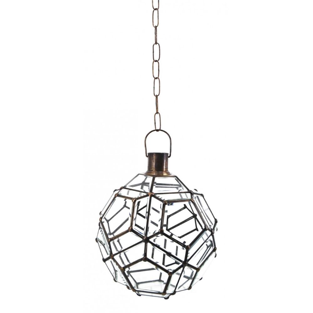 Lustre bronze verre bronze - décoration d'autrefois