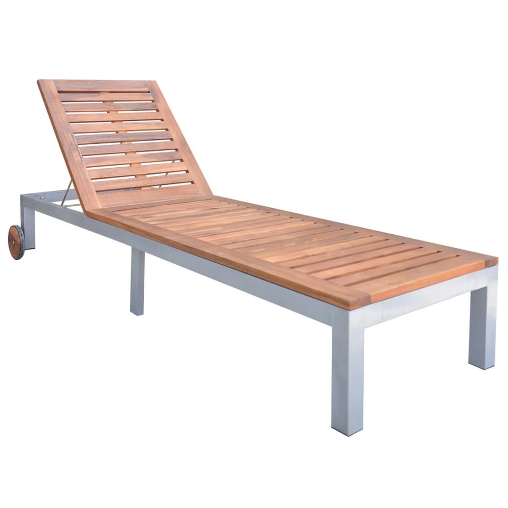 Chaise longue bois d'acacia solide