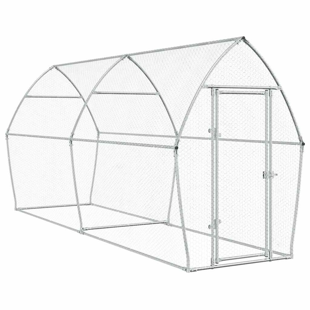 Cage pour poules argenté 400 x 105 x 182 cm acier galvanisé argent