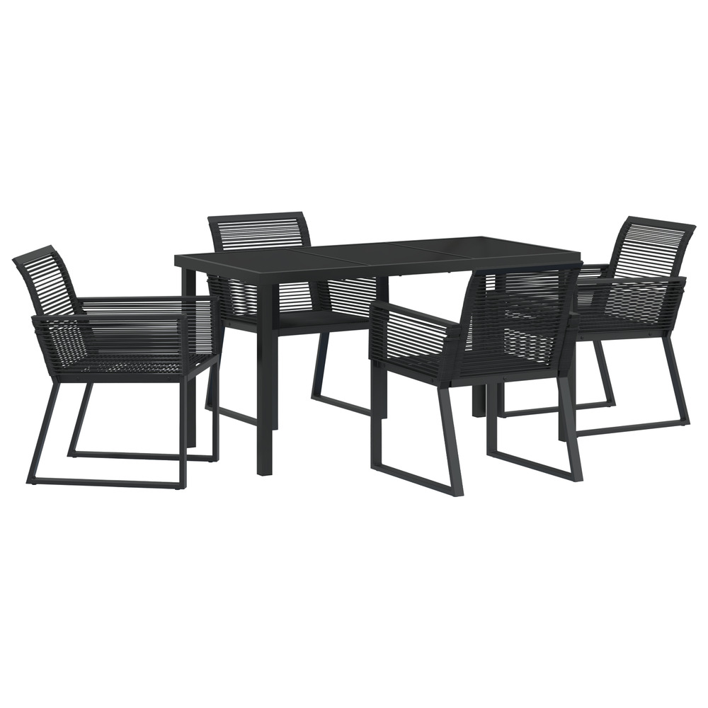 Ensemble de repas de jardin de 5 pièces rattan poly noir
