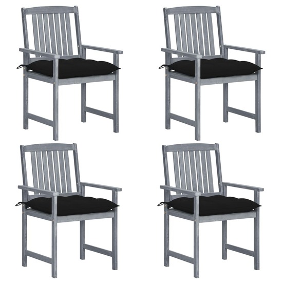 Chaises de jardin et coussins lot de 4 gris bois acacia massif