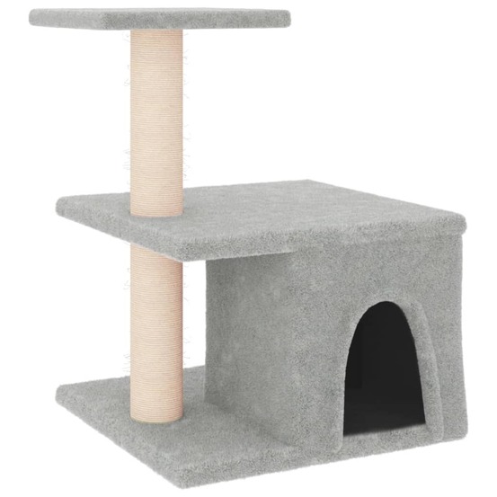Arbre à chat meuble tour grimper jouet grattage grattoir escalade plateforme avec griffoirs en sisal clair 48 cm gris 02_0022