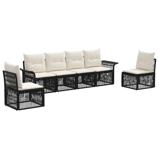 Ensemble de canapé de jardin 6 pc noir polyrotin