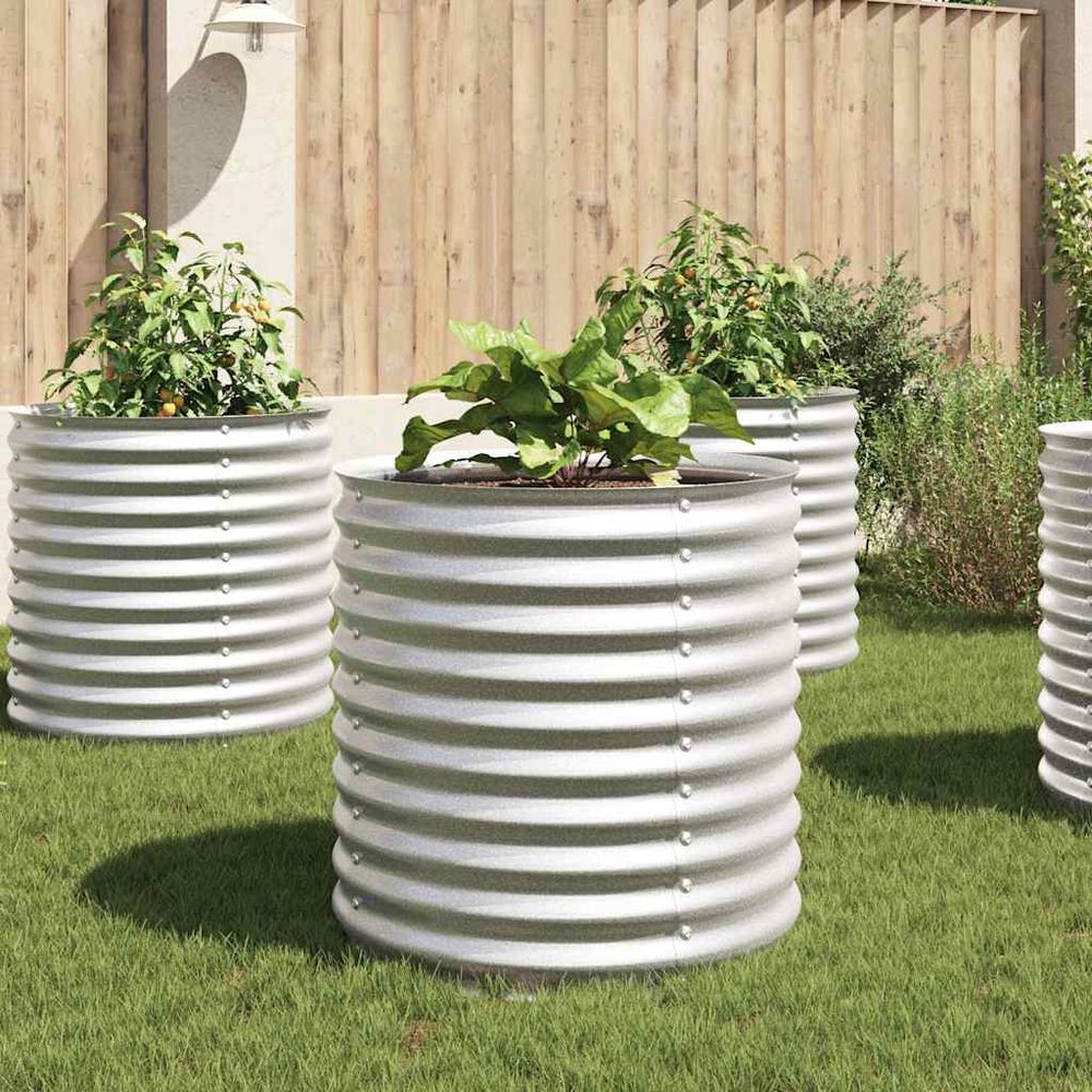 Carré potager haut 80x80x81 cm en acier galvanisé pour jardin gris