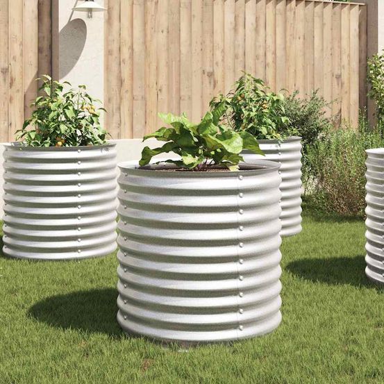 Carré potager haut 80x80x81 cm en acier galvanisé pour jardin gris